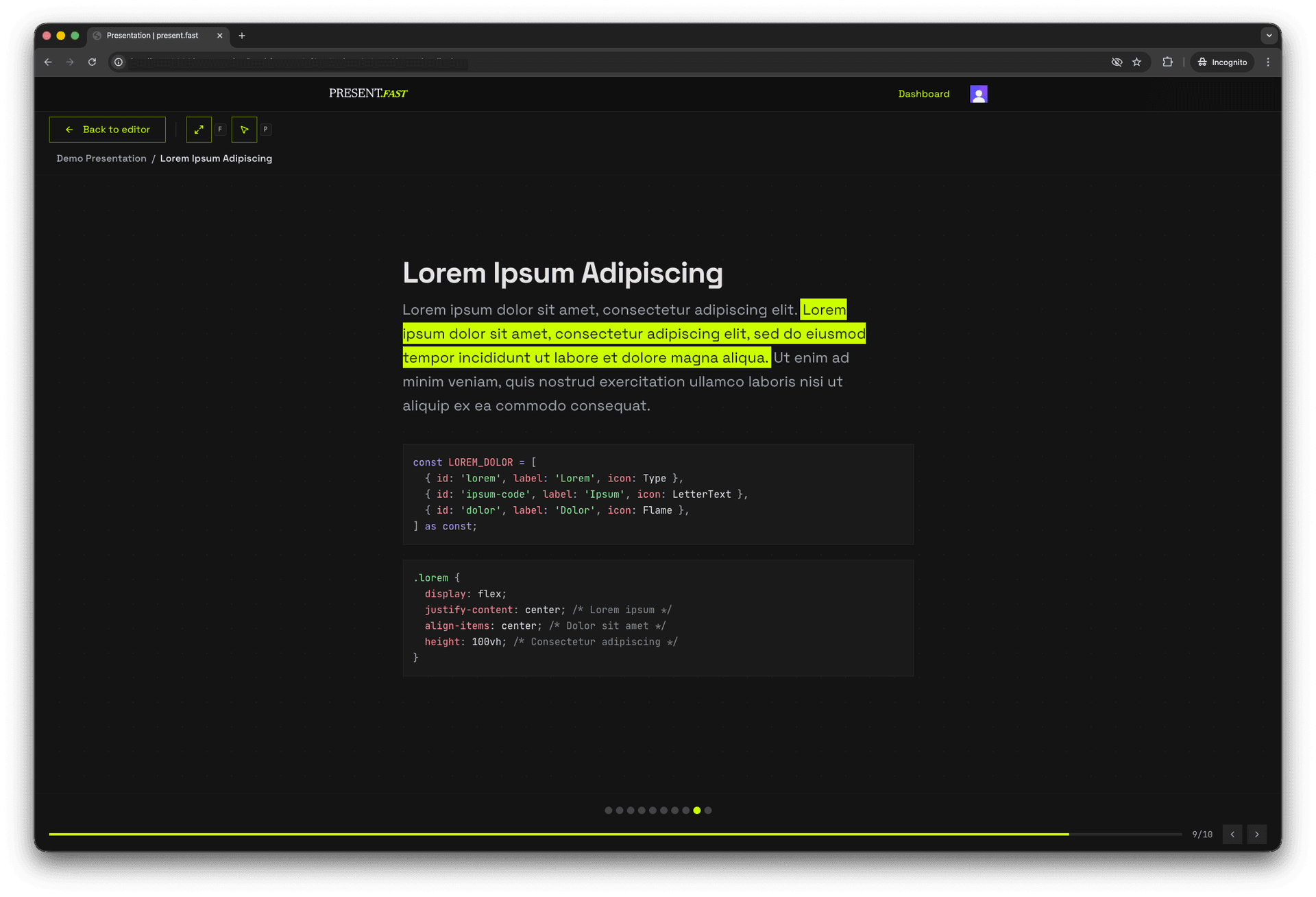 Technical slide example